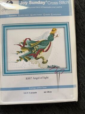 Angel Christmas Light Joy Sunday Cross Stitch Kit 11CT Pre-Printed Aid
